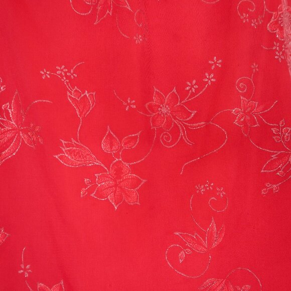 Vintage 90s Candy Rocket Red Floral Ruffle Mini Dress - Picture 6 of 11